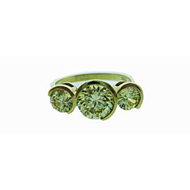 14K Yellow Gold 3 Stone Cz Ladies Ring Size 8