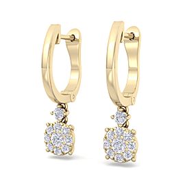 GLAM ® Elegant halo drop earrings in 18K gold with white diamonds of 0.44 ct in weight