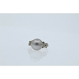 18K WHITE GOLD TAHITIAN PEARL DIAMOND RING 7.3 GRAMS SIZE 6.5 LADIES RING