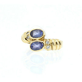 14K YELLOW GOLD LADIES AMETHYST DIAMOND RING SIZE 4