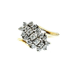 Estate 14k Yellow White gold .60ct Diamonds Cluster Ladies Ring Size 6