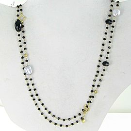 David Yurman Bijoux Bead Necklace Potpourri Onyx Pearl Hematite 18K Yellow Gold