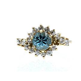 10K YELLOW GOLD LIGHT BLUE TOPAZ LADIES RING SIZE 7