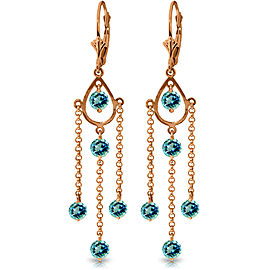 14K Solid Rose Gold Chandelier Earrings with Blue Topaz