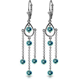 3 CTW 14K Solid Gold Spring Springs Blue Topaz Earrings