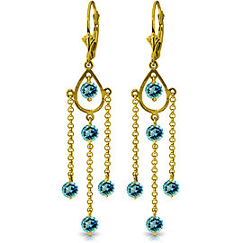 3 CTW 14K Solid Gold Gilded Age Blue Topaz Earrings