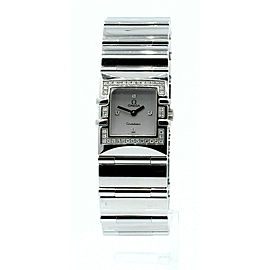 Ladies OMEGA Constellation QUADRA Diamond Stainless Steel Square Quartz Watch