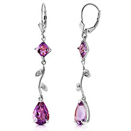 3.97 CTW 14K Solid White Gold Chandelier Earrings Natural Diamond Amethyst