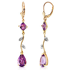 3.97 CTW 14K Solid Gold Chandelier Earrings Natural Diamond Amethyst