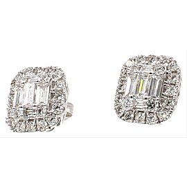 Sara Weinstock White 18k Gold Illusion 2.47ct Emerald Cut Studs Earrings