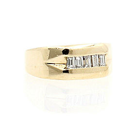 Fine Estate 14k Yellow Gold .75ct 5 Diamond Men's Ring Size 10