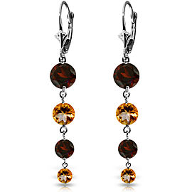 7.8 CTW 14K Solid White Gold Watching You Laugh Garnet Citrine Earrings