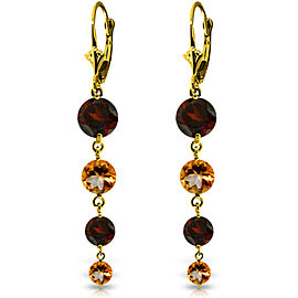 7.8 CTW 14K Solid Gold Drizzle Garnet Citrine Earrings