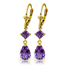 4.5 CTW 14K Solid Gold Beaute Amethyst Earrings