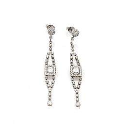 Gorgeous 2.88ctw Diamond 18k White Gold Fancy Long Drop Dangle Earrings