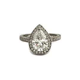 Pear Shape 3.30ct Diamond Solitaire w/Accent Platinum Ring Certified GIA