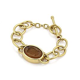 Elegant Citrine Intaglia 18k Yellow Gold Chain Bracelet Toggle Clasp