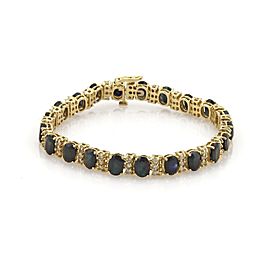 Sapphire & Diamond 14k Yellow Gold Tennis Bracelet 20 Carats