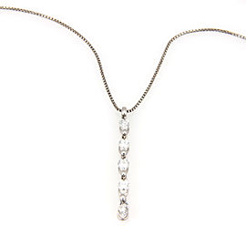 Estate 18K White Gold Fancy Diamond Dangle Pendant Necklace