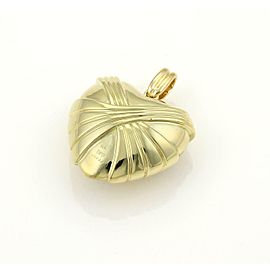 Estate Diamonds & 18k Yellow Gold Large Fancy Design Puffed Heart Pendant