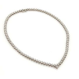 Estate 7.5ct Diamonds 14k White Gold Fancy Leaf Link "V" Tennis Necklace