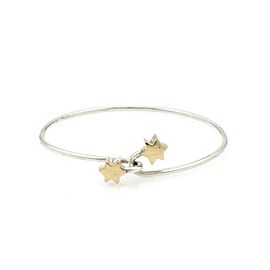 Tiffany & Co. Sterling Silver 18k Yellow Gold Stars Hook Bangle