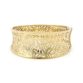 Estate 18k Yellow Gold Cut Out Leaves Wide Contour Design Bangle/Bracelet