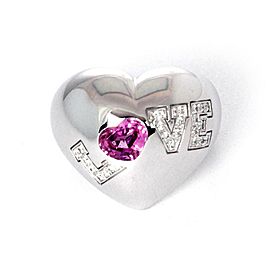 Chopard LOVE Diamond Pink Sapphire 18k Wide Gold Dome Heart Ring