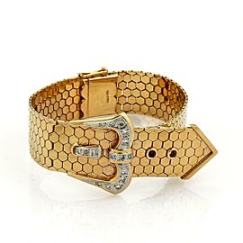 Stunning Diamonds 18k Two Tone Gold Octagon Link Belt & Buckle Bracelet