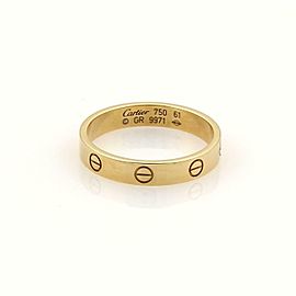 Cartier Mini Love 18k Yellow Gold 3.5mm Band Ring Size 61-US 9.75