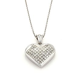 18k White Gold 2.5ct Princess Cut Diamond Heart Pendant 14k Gold Chain