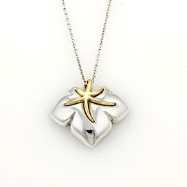 Tiffany & Co. 1991 "Ivy" Sterling 18k YGold Starfish Leaf Pendant Necklace