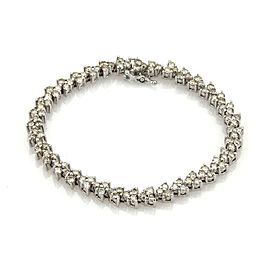 Estate 6ct Diamond 14k White Gold Triangular 3 Prongs Set Tennis Bracelet