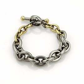 Kieselstein Cord 18k Gold & Steel Oval Link Toggle Clasp Bracelet