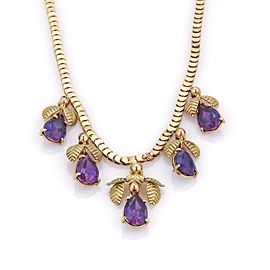 Amazing10 Carats Amethyst 18k Rose & Green Gold 5 Floral Drop Charm Necklace