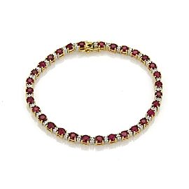 18k Two Tone Gold 7.2ct Ruby & Diamond Tennis Bracelet