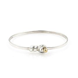 Tiffany & Co. Sterling Silver 18k Gold 3mm Wide Hook & Eye Bangle Bracelet