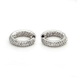 Estate 3.30ct Diamond Inside Out 14k White Gold Small Hoop Earrings