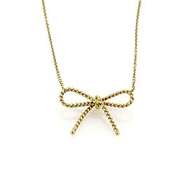 Tiffany & Co. 18k Yellow Gold Twisted Cable Wire Bow Pendant & Chain