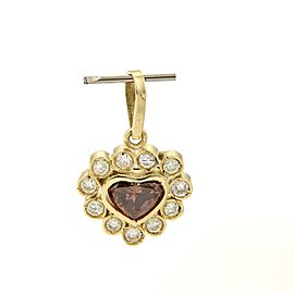 1.07ct Fancy Bronze Color Heart Diamond 18k Yellow Gold Heart Pendant