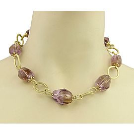 Amethyst Faceted Oval Bead 18k Yellow Gold Detachable Links Necklace 33"L 170grm