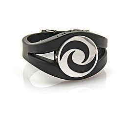 Bvlgari Optical Spinning Onyx 18k White Gold & Steel Rubber Buckle Bracelet