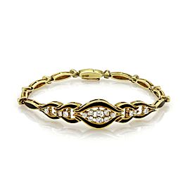 Retro 1.36ct Diamond Enamel Fancy Graduated 14k Yellow Gold Bracelet