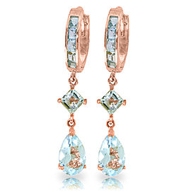 5.62 CTW 14K Solid Rose Gold Huggie Earrings Dangling Aquamarine