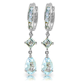 5.62 CTW 14K Solid White Gold Huggie Earrings Dangling Aquamarine