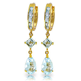 5.62 CTW 14K Solid Gold Huggie Earrings Dangling Aquamarine