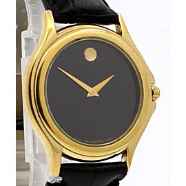 Movado Museum Gold Bezel Stainless Quartz 35mm Watch