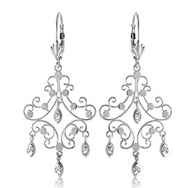 0.04 CTW 14K Solid White Gold Chandelier Diamond Earrings