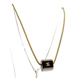 Chanel Brown White Resin Cube CC Logo Pendant Necklace