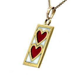 FINE ESTATE 14K YELLOW GOLD HEARTS PENDANT NECKLACE